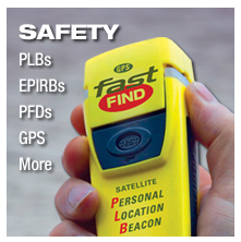 Give a gift of safety: PLBs, EPIRBs, PFDs, GPS and more! Display images for more info.