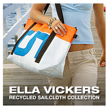 Get the hottest bags from Ella Vicker's Recycled Sailcloth Collection! Display images for more info.